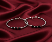 One Pair 925 Silver Nazariya Kada with Two Black Beads (ideal for Newborns to 3 years age)